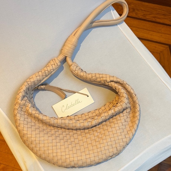 Cleobella Handbags - NWT Cleobella Woven 100% Leather Handbag Clutch Hobo Slouchy in Blush